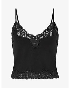 Savage x Fenty Swirly Girly Lace-Trim Woven Cami Top - Black