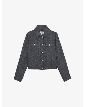 Reiss Bree Textured Linen And Cotton Jacket - Blue