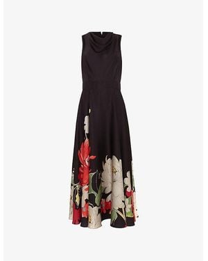 Phase Eight Petite Cheryl Printed Woven Midi Dress - Black
