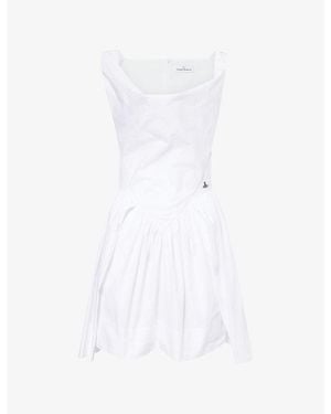 Vivienne Westwood Sunday Orb-Embroidery Cotton Mini Dress - White