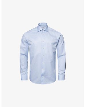 Eton Business Fine Striped Slim-Fit Signature Cotton-Twill Shirt - Blue