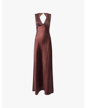4th & Reckless Evina Satin Open Back Maxi Dress - Purple