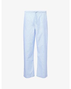 Derek Rose James Stripe Cotton Pyjama Trousers - Blue