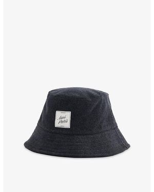 Ami Paris Logo Patch Denim Bucket Hat - Blue