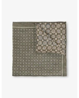 Reiss Pier Diamond-Print Silk Pocket Square - Green