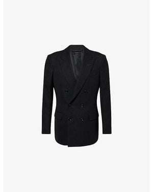 Tom Ford Striped Peak-Lapels Wool Blazer - Black