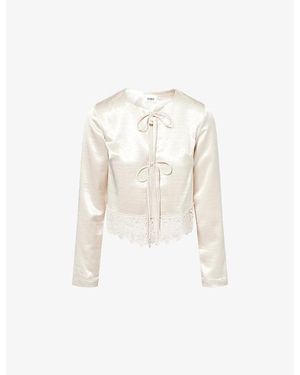 4th & Reckless Candice Lace-Trim Satin Top - White