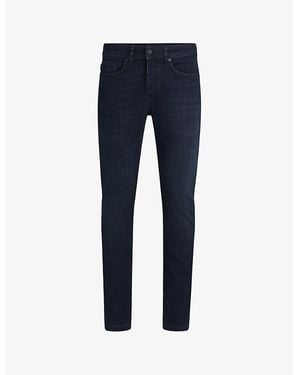 BOSS Straight-Leg Slim-Fit Stretch-Denim Jeans - Blue