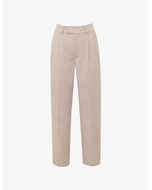 House Of Cb Hayden Wide-Leg Mid-Rise Striped Stretch-Woven Trousers - Natural