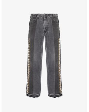 Kartik Research Beaded Remade By Rkive City Upcycled Denim Trousers - Grey