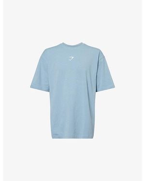 GYMSHARK Power Crewneck Stretch-Cotton T-Shirt - Blue