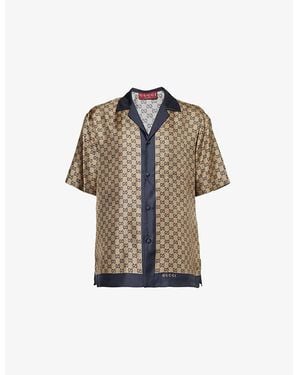 Gucci Gg-Horsebit Silk Shirt in Brown for Men | Lyst Gucci Gg-Horsebit Silk Shirt in Brown for Men | Lyst
