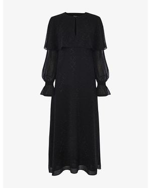 Whistles Cape Hot-Fix Woven Midi Dress - Black