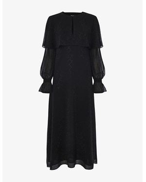 Whistles Cape Hot-Fix Woven Midi Dress - Black