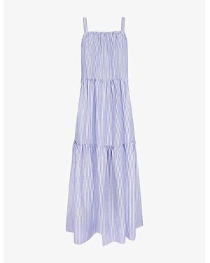 Ro&zo Striped Tiered Woven Maxi Dress - Purple
