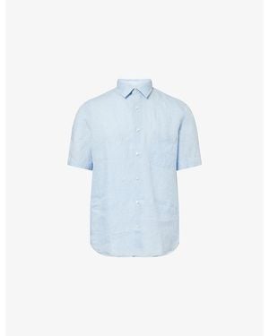 Sunspel Short-Sleeve Linen Shirt - Blue