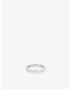 Astrid & Miyu Bezel Heart Eternity Rhodium-Plated Sterling- And Cubic Zirconia Ring - White