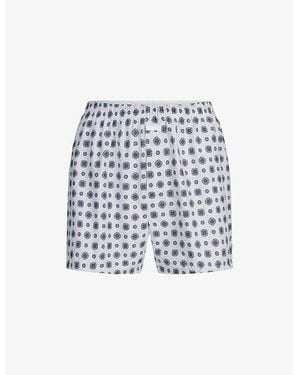 Skims Brand-Logo Cotton Poplin Boxers - Blue