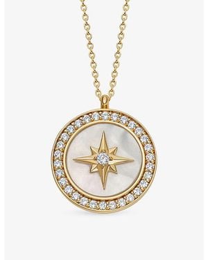 Astley Clarke Polaris Large 18Ct, Mother-Of-Pearl And Sapphire Locket Necklace - Metallic