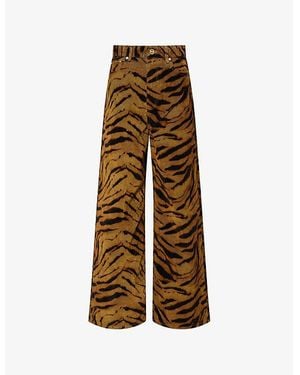 Ganni Printed Baggy-Fit Cotton-Blend Jeans - Natural