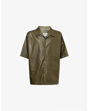 Loewe Relaxed-Fit Short-Sleeve Leather Shirt - Green