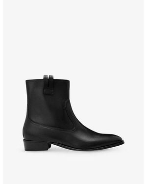 AllSaints Jura Zip Flat Leather Boots - Black