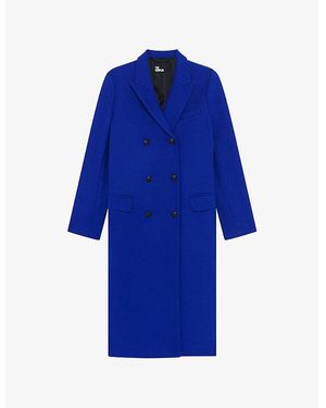 The Kooples Peak-Lapel Double-Breasted Wool-Blend Coat - Blue