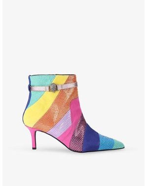 Kurt Geiger Kensington Faux-Leather Heeled Ankle Boots - Blue