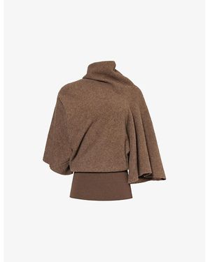 Rick Owens Cylinder Cowl-Neck Wool Top - Brown