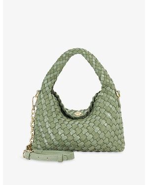 Dune Dinkydeliberate Mini Woven Faux-Leather Cross-Body Bag - Green