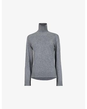eem High-Neck Long-Sleeve Knitted Sweater - Gray