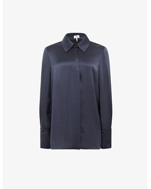 Reiss Hailey Point-Collar Silk Shirt - Blue