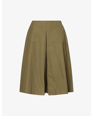 Zankov Louise Pleated Cotton Shorts - Green