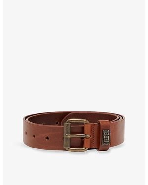 DIESEL B-Biscotto-Loop Leather Belt - Brown