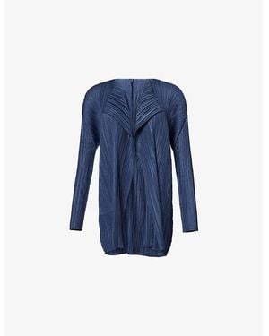 Pleats Please Issey Miyake Mellow Pleats Knit Cardigan - Blue