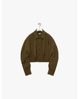 Loewe Gathered Cotton And Silk Jackets - Green