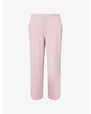 Barefoot Dreams Curved-Hem Wide-Leg Mid-Rise Jersey Pants - Pink