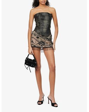 slim fit dress slacks Tyler Mini in Black Lace  RESA