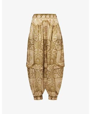 Zimmermann Luna Harem Silk Trousers - Metallic
