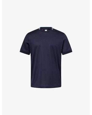Paul Smith Stripe-Trim Short-Sleeve Cotton T-Shirt - Blue
