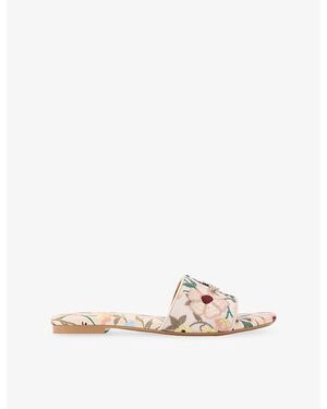KG by Kurt Geiger Rosetta Embroidered Flat Woven Sandals - Natural