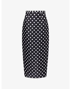 KHAITE Winton Polka-Dot Silk Pencil Maxi Skirt - Black