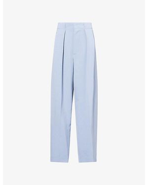 Victoria Beckham Pleated Tailored Woven Trousers - Blue