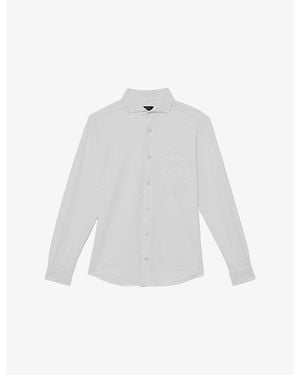 Reiss Solarko Cutaway-Collar Stretch-Woven Seersucker Shirt - White
