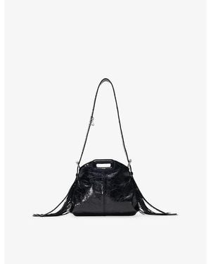 Maje Miss M Mini Cracked-Leather Bag - Black