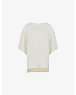 eem French-Sleeve Relaxed-Fit Woven Top - White