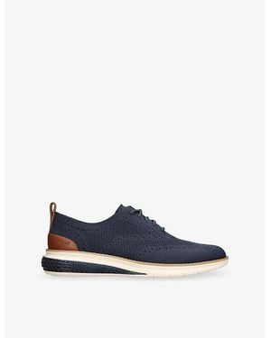 Cole Haan Zerøgrand Wingtip Stitchlite Knitted Oxford Shoes - Blue