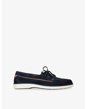 Santoni Detroit Suede Boat Shoes - Blue
