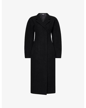 Jacquemus Curvo Notch-Lapels Wool Coat - Black