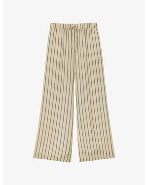 Reiss Minnie Striped Wide-Leg Lyocell Pants - Natural